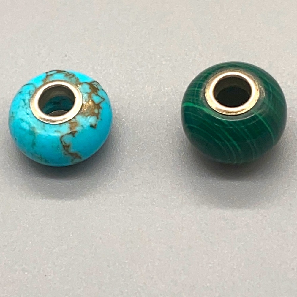 Set of two natural stone beads for European style bracelets ☘️ - Picture 1 of 4